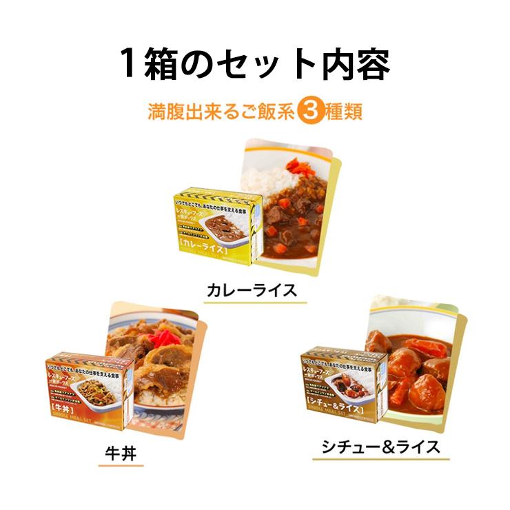 ホリカフーズ レスキューフーズ 一食ボックス 詰合せ3種セット 4箱 3年保存 保存食 備蓄 カレー 牛丼 ビーフシチュー 送料無料 災害食 非常食 FORICA_1