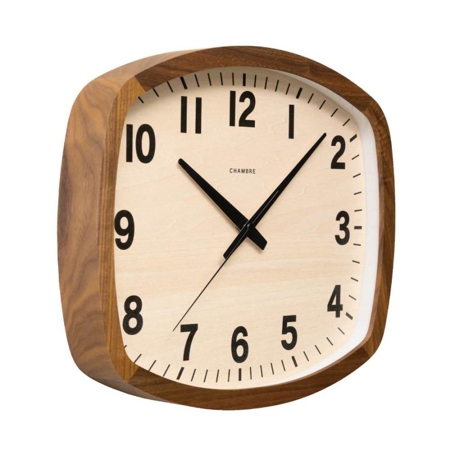 シャンブル 掛け時計 CHAMBRE R-SQUARE CLOCK WALNUT CH-028WN 電波