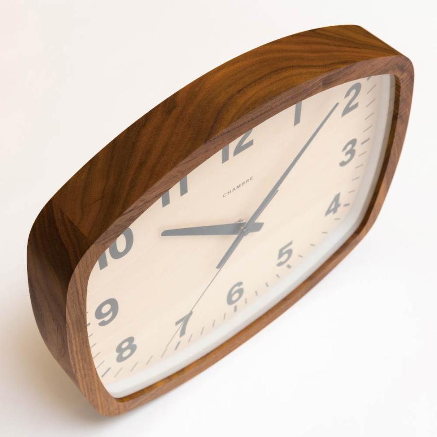 シャンブル 掛け時計 CHAMBRE R-SQUARE CLOCK WALNUT CH-028WN 電波