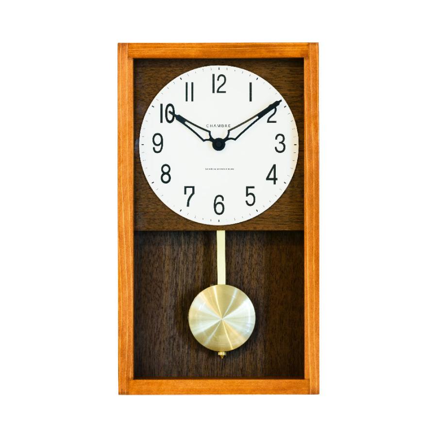 シャンブル 掛置き兼用 時計 CHAMBRE HINOKI PENDULUM CLOCK CAFE BROWN CH-033CB 掛け時計 置き時計 日本製 おうち時間 ウォール クロック 掛け置き 壁掛け時計|tokyo-watchstyle|02