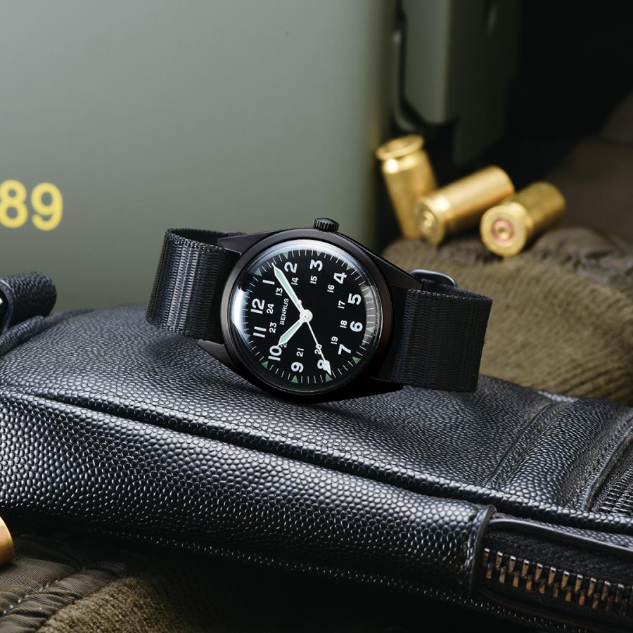 ベンラス 時計 ミリタリーウォッチ 腕時計 メンズ BENRUS DTU-2A-P-BKBK ミリタリーウォッチ 軍用時計 34mm ストラップ アウトドア 腕時計 ミリタリ｜tokyo-watchstyle｜06