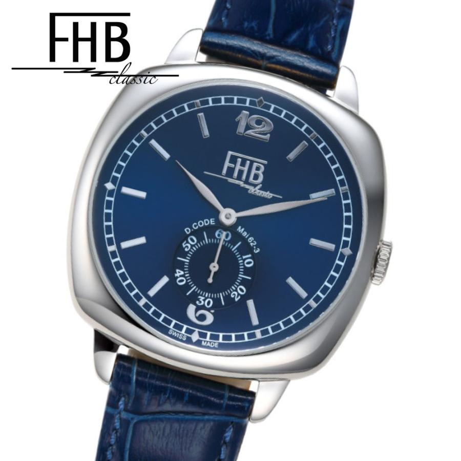 男女兼用 腕時計 エフエイチビー FHB 時計 LIAM リアム F901-SVBL-BLメンズ クオーツ レザーベルト スイス製ムーブメント 3気圧防水 公式オンラインショップ限定 腕時計