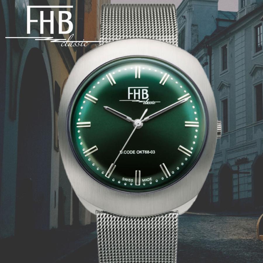 素晴らしい 腕時計 エフエイチビー FHB 時計 NOAH ノア F930GN-MT メンズ レディース ユニセックス ステンレス メッシュベルト スイス製ムーブメント クッションケース 腕時計
