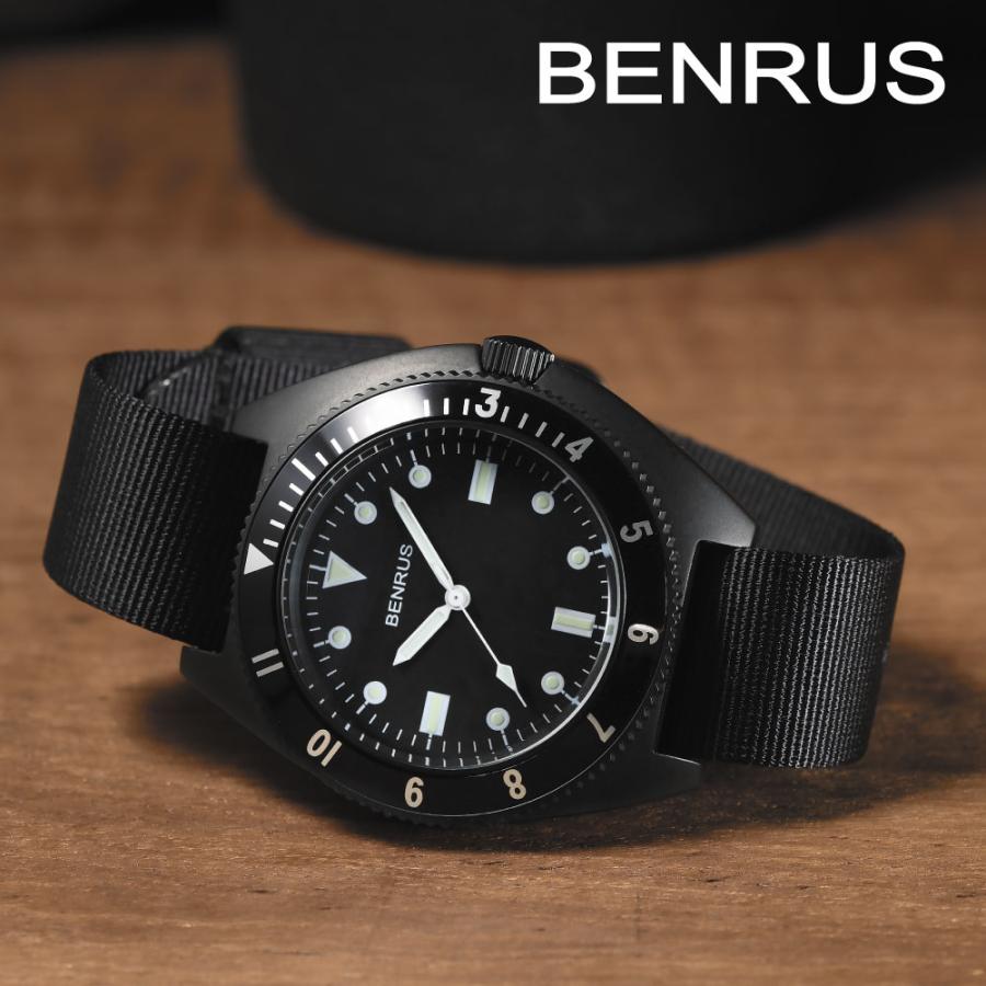 BENRUS 腕時計 メンズ ミリタリーウォッチ TYPE-1 BLACK BENRUS 腕時計 メンズ ミリタリーウォッチ TYPE-1 BLACK