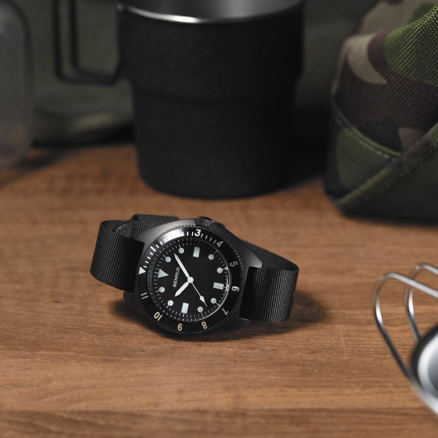 BENRUS 腕時計 メンズ ミリタリーウォッチ TYPE-1 BLACK BENRUS 腕時計 メンズ ミリタリーウォッチ TYPE-1 BLACK