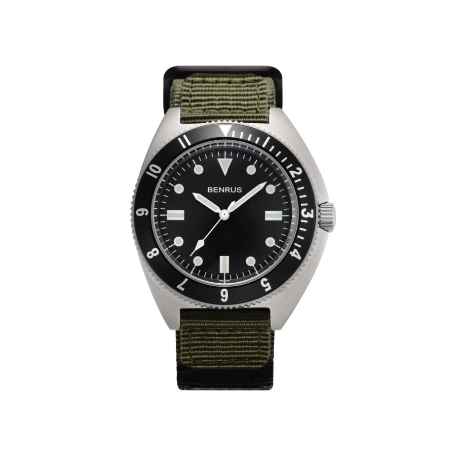 ベンラス 時計 ミリタリーウォッチ 腕時計 メンズ BENRUS TYPE-I SILVER COMBAT KHAKI サバゲー ミリタリ アメリカ軍 軍用時計 42mm ナイロンベルト カーキ｜tokyo-watchstyle｜02