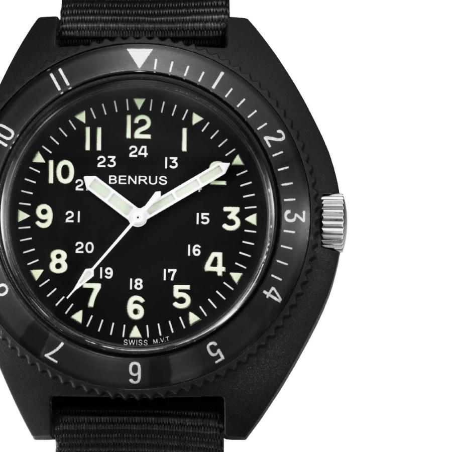 ベンラス 腕時計 ミリタリーウォッチ BENRUS TYPE-III BLACK メンズ