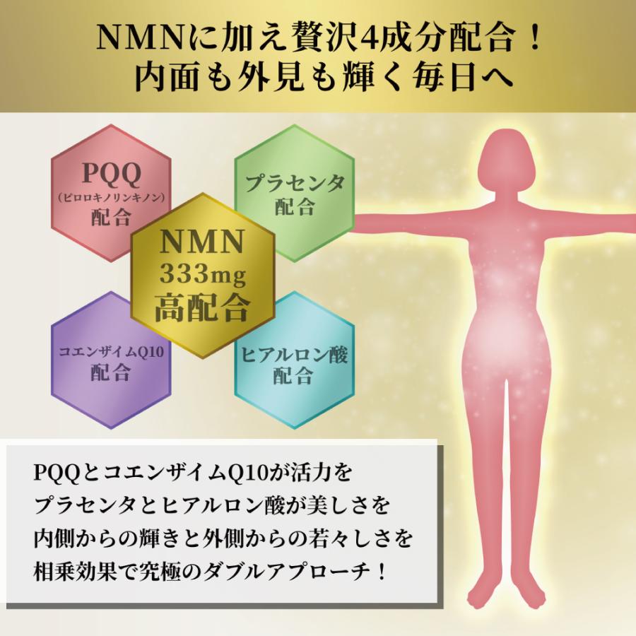 NMN 30000+PQQ+プラセンタ サプリメント 90粒入り 2個セット 1粒にNMN333mg配合 日本製 コエンザイムQ10 GMP認定 二酸化チタン不使用 エイジングケア |  | 03