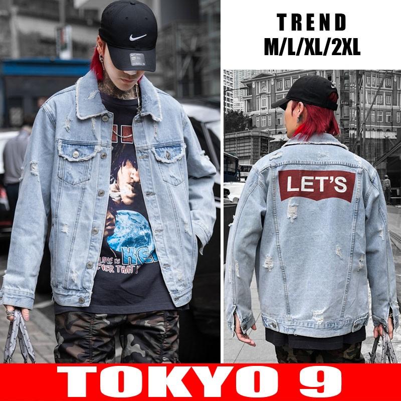 デニムジャケット アウター メンズ 春夏 インスタ映え Gジャン 韓国 ストリート系 ファッション 長袖 ダンス 衣装 卸 ビッグ ダメージ ロゴ Tokyo9 Mtou449fy Tokyo9 通販 Yahoo ショッピング