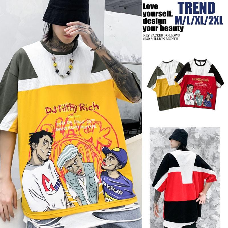 Tシャツ メンズ 半袖 大きい ストリート系ファッション 春夏 ダンス 衣装 韓国 Hiphopｂ系 アメカジ レディース カジュアル ロゴ Tokyo9 Mts737bsk Tokyo9 通販 Yahoo ショッピング