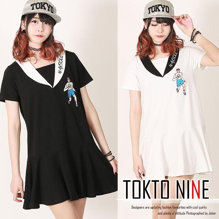 Tシャツ レディース 安い おしゃれ ｔシャツワンピ セーラー ミニ