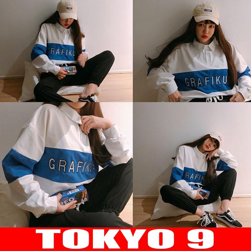 ポロシャツ レディース トップス カジュアル おしゃれ ダンス 衣装 ストリート 原宿系 秋冬新作 Hiphop 長袖 ロゴ 襟 Tokyo9 T Tokyo9 通販 Yahoo ショッピング