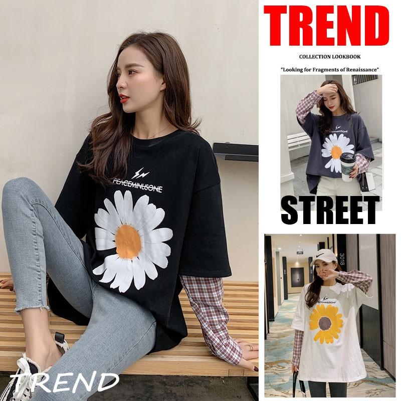 Tシャツ 長袖 レディース メンズ 大きい ストリート系ファッション 春夏 ダンス 衣装 韓国 Hiphopｂ系 K Pop 原宿 チェック ロゴ 花 柄 Tokyo9 T100 Tokyo9 通販 Yahoo ショッピング