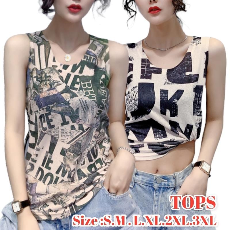 タンクトップ ノースリーブ 春夏 レディース 大きいサイズ 可愛い オーバーサイズ おしゃれ 韓国 ストリートファッション ダンス 衣装 Hiphop B系 原宿 Tokyos 5 Off