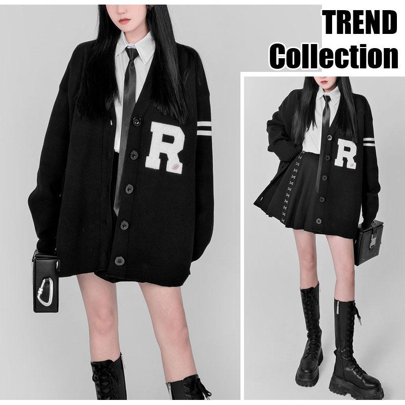 カーディガン 長袖 レディース ストリート系ファッション 大きめ 秋冬 ダンス 衣装 韓国 Hiphop ｂ系 アメカジ K Pop 原宿 ロゴ 柄 Tokyo9 税込