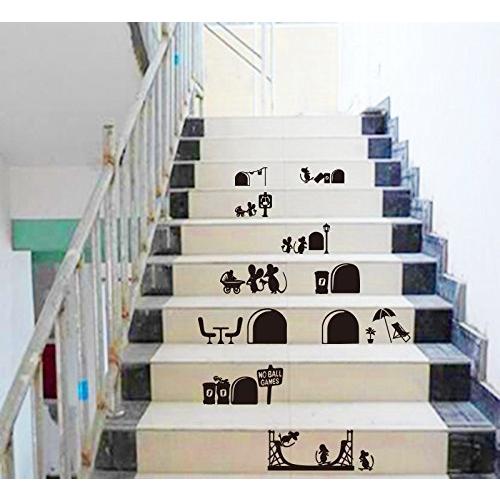 Star Moon Moo ウォールステッカー マウス柄 階段 壁紙シール 部屋 オシャレ かわいい 壁飾り 壁 ネズミ柄 壁紙 ブ Pex3074 東京備品販売 通販 Yahoo ショッピング