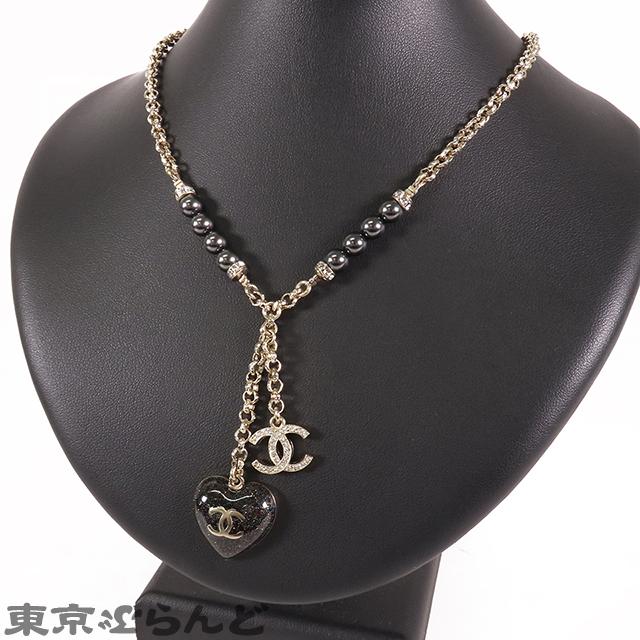 CHANEL シャネル ハート ココマーク ネックレス C23P ブラックx CHANEL シャネル ハート ココマーク ネックレス C23P ブラックx