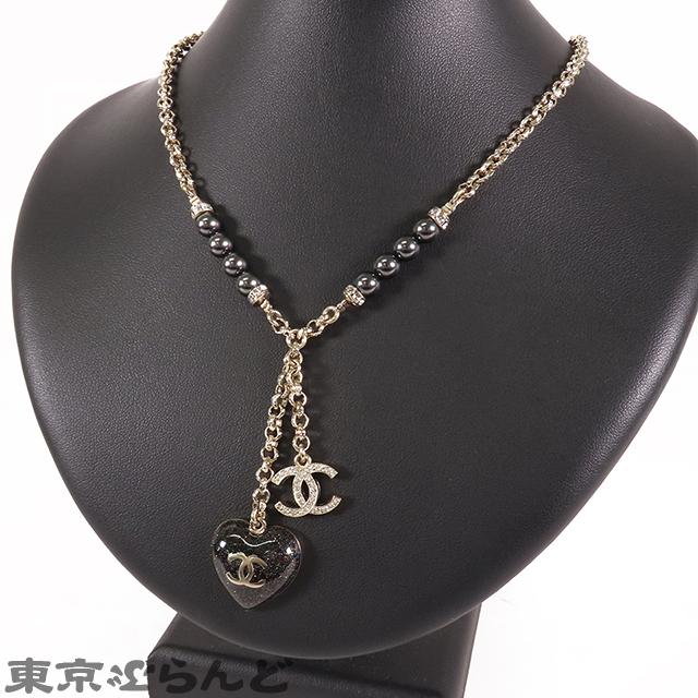 シャネル CHANEL ハート ココマーク ネックレス C23P ブラックxシャンパンゴールド メタル ラインストーン ペンダント ネックレス レディース 015000083｜tokyobrand｜07