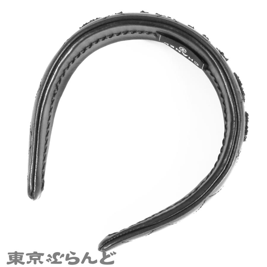 CHANEL（シャネル） カチューシャ ブラック 黒 レザー マトラッセ