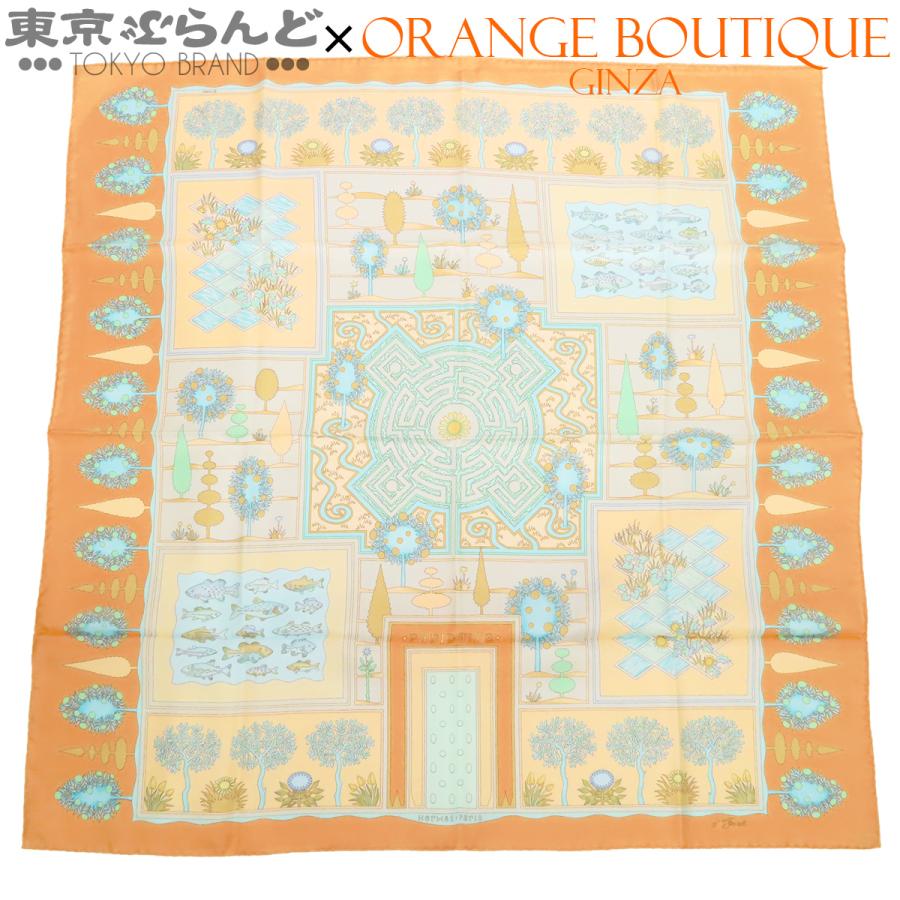 HERMES（エルメス） カレ 90 オレンジxマルチカラー シルク Paridaiza