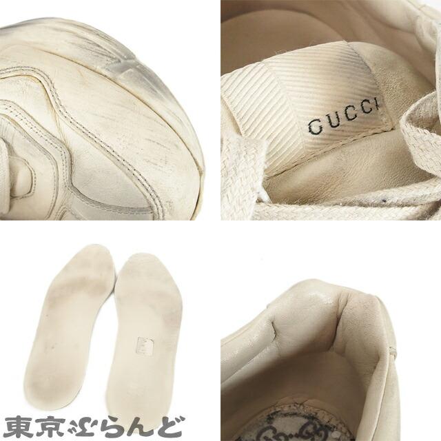 返品可 グッチ GUCCI ライトン マウス プリント レザースニーカー メンズ 552089 ＃9 ヴィンテージ加工 001013415