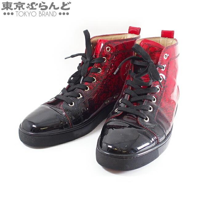 全国販売店 クリスチャン ルブタン Christian Louboutin ルイス ロゴ ハイカット スニーカー エナメル レッド ブラック 赤 黒 42 1 2 メンズ シューズ 靴 爆買い Www Superavila Com
