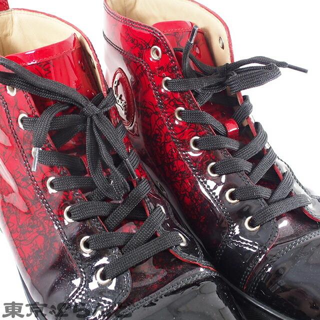 全国販売店 クリスチャン ルブタン Christian Louboutin ルイス ロゴ ハイカット スニーカー エナメル レッド ブラック 赤 黒 42 1 2 メンズ シューズ 靴 爆買い Www Superavila Com