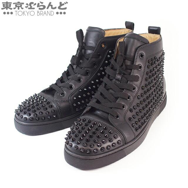 交 クリスチャン ルブタン Christian シューズ Louboutin その他シューズ スパイクスタッズ ハイカットスニーカー 東京ぶらんどの 交 クリスチャン 靴 41 メンズ レザー ブラック 1 2 東京ぶらんど