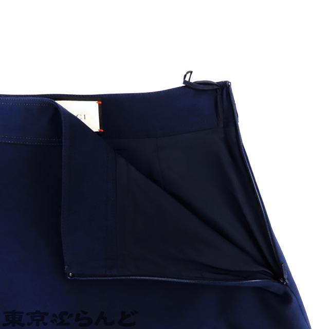 GUCCI（グッチ） フレアスカート 436198 ネイビー ウール シルク 40