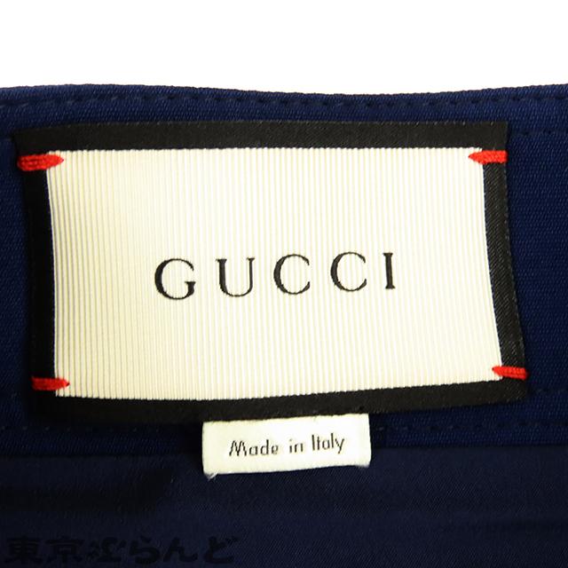 GUCCI（グッチ） フレアスカート 436198 ネイビー ウール シルク 40
