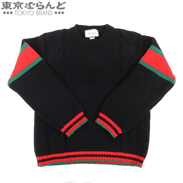 返品可 グッチ GUCCI ケーブルニット セーター ウール 長袖 ウェブ 