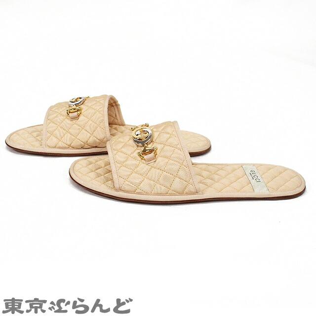 GUCCI 返品可 グッチ ホースビット スライドサンダル キルティング 