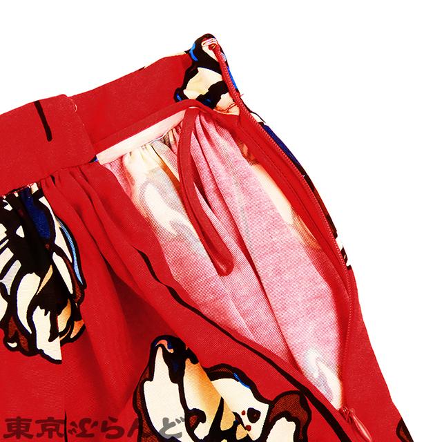 miu miu（ミュウミュウ） ギャザースカート MG658 レッドxマルチカラー