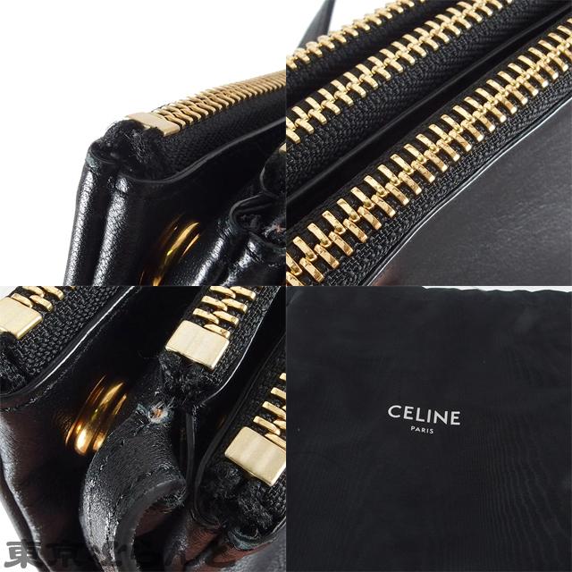 セリーヌ CELINE トリオバッグ スモール ブラック 黒 ゴールド金具 レザー ショルダーバッグ レディース 101665814