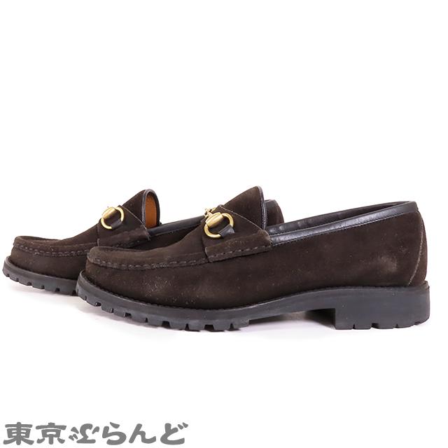 グッチ GUCCI ホースビット ローファー 111 6030 ダークブラウン スウェード 40 1/2 ローファー メンズ 101671073