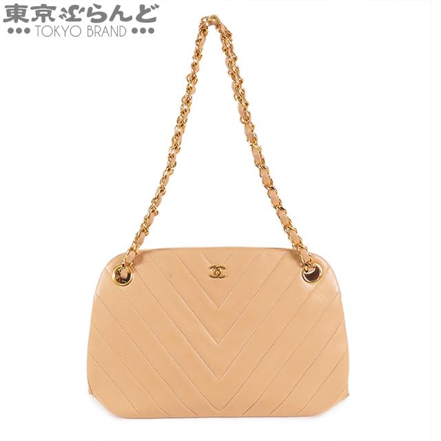 CHANEL（シャネル） シェブロン チェーンバッグ ベージュ ゴールド金具