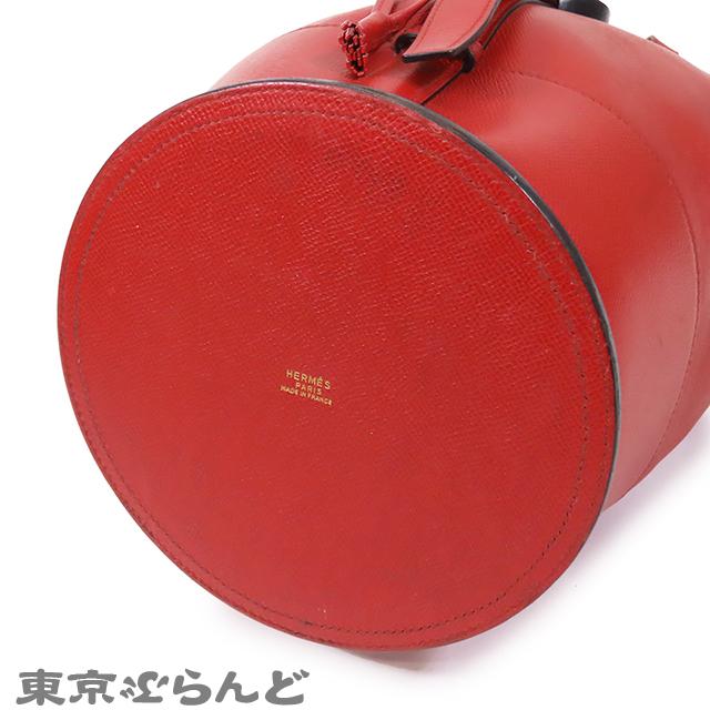 エルメス HERMES スタンディ 肩掛け 巾着 カバン ヴィンテージ バケツ ばけつ ショルダーバッグ クシュベル S〇刻 ルージュヴィフ レッド エルメス HERMES スタンディ 肩掛け 巾着 カバン ヴィンテージ バケツ