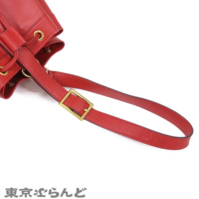 エルメス HERMES スタンディ 肩掛け 巾着 カバン ヴィンテージ バケツ ばけつ ショルダーバッグ クシュベル S〇刻 ルージュヴィフ レッド エルメス HERMES スタンディ 肩掛け 巾着 カバン ヴィンテージ バケツ