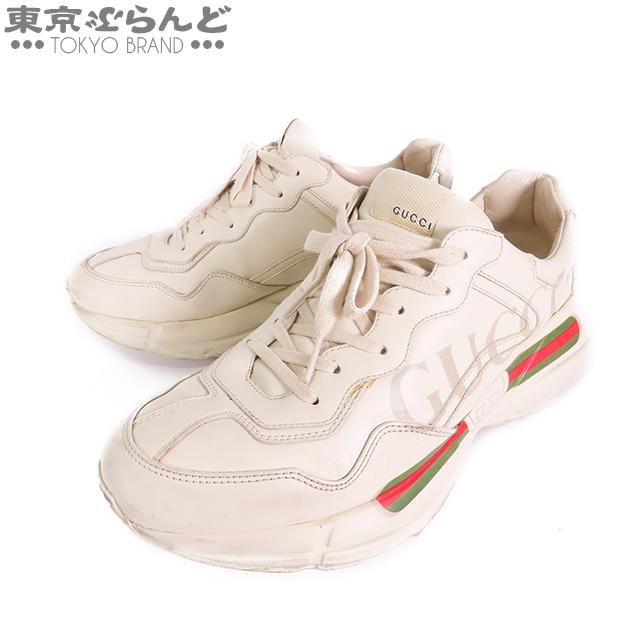 グッチ GUCCI ライトン ロゴ スニーカー 500877 ベージュ レザー 8 1/2