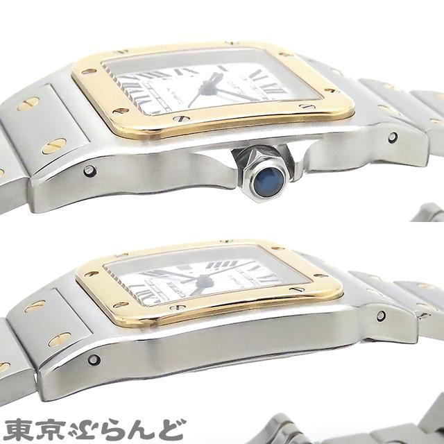 カルティエ Cartier 時計 メンズ ブランド サントスガルベ LM デイト 自動巻き AT ステンレス SS ゴールド YG W20058C4 シルバー ゴールド ホワイト 磨き済み【中古】 Cartier（カルティエ） サントスガルベ LM W20058C4 シルバー SS YG