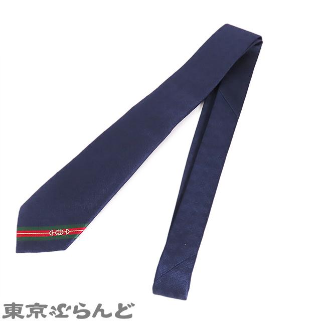 GUCCI（グッチ） GUCCI 624057 ネイビー シルク ホースビット ダブルG