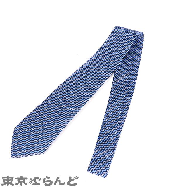 HERMES（エルメス） HERMES 645930 ブルー系 シルク ネクタイ メンズ