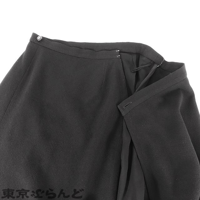 シャネル CHANEL 巻きスカート ラップスカート ブラック ウール ココ  