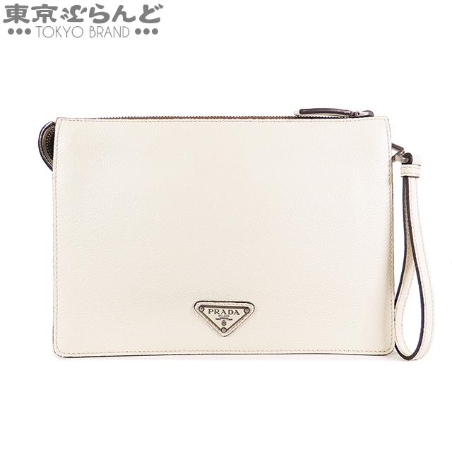 PRADA プラダ クラッチバッグ アイボリー レザー セカンドバッグ 