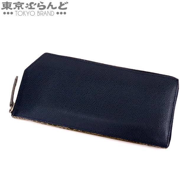 カミーユフォルネ Camille Fournet ラウンドジップ長財布 ネイビーx