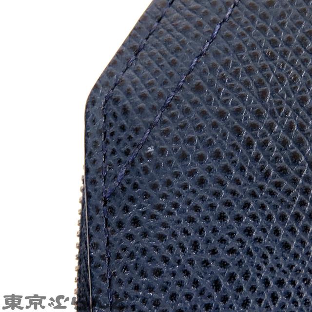 ⭐️CAMILLE FOURNET⭐️現行‼️ネイビー‼️クロコ⭐️定価80,000円⭐️ カミーユフォルネ Camille Fournet ラウンドジップ長財布 ネイビーx