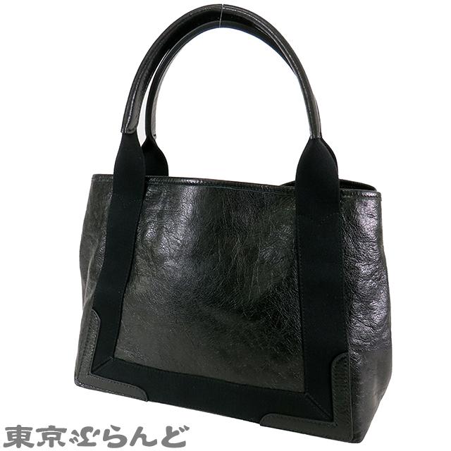 バレンシアガ BALENCIAGA ネイビーカバス S 542017 ブラック レザー 