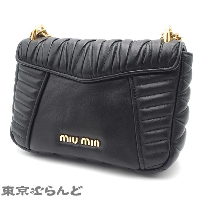 ミュウミュウ MIUMIU マテラッセ チェーンショルダーバッグ 2WAY 5BD224 ブラック ゴールド金具 レザー ショルダーバッグ レディース  101689933