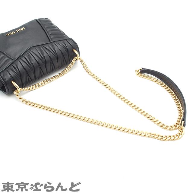 ミュウミュウ MIUMIU マテラッセ チェーンショルダーバッグ 2WAY 5BD224 ブラック ゴールド金具 レザー ショルダーバッグ レディース  101689933