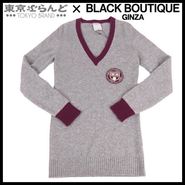 本物 シャネル 装飾 シルク カシミヤ 五分袖 ニット セーター 38 パープル CHANEL（シャネル） ワッペン Vネックニット P31851K00569 グレーx